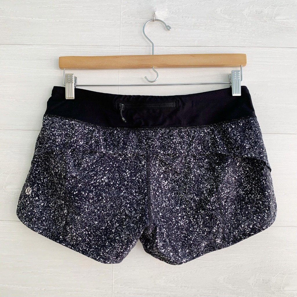 Lululemon - Black Mini Splatter Abstract Speed Up Shorts, Sz 6